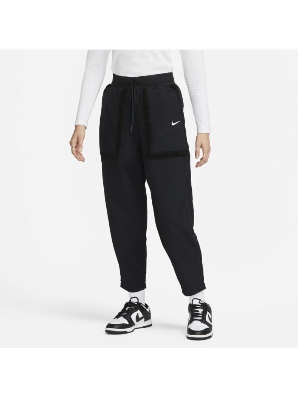 Nike Sportswear Essential Faux Fur Trim Woven High Rise Pants